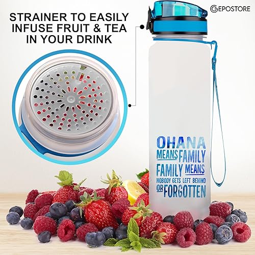 Miniatura 7 de Blue Alien - Botella aislada de 32 onzas con rastreador, botellas familiares, botella de agua motivacional alienígena, regalos para amantes