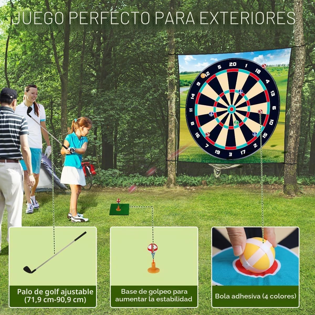 Juego de virutas de golf alfombrillas adhesivas para práctica de dardos, equipo de ayuda de entrenamiento con 20 pelotas de golf y 10 dardos