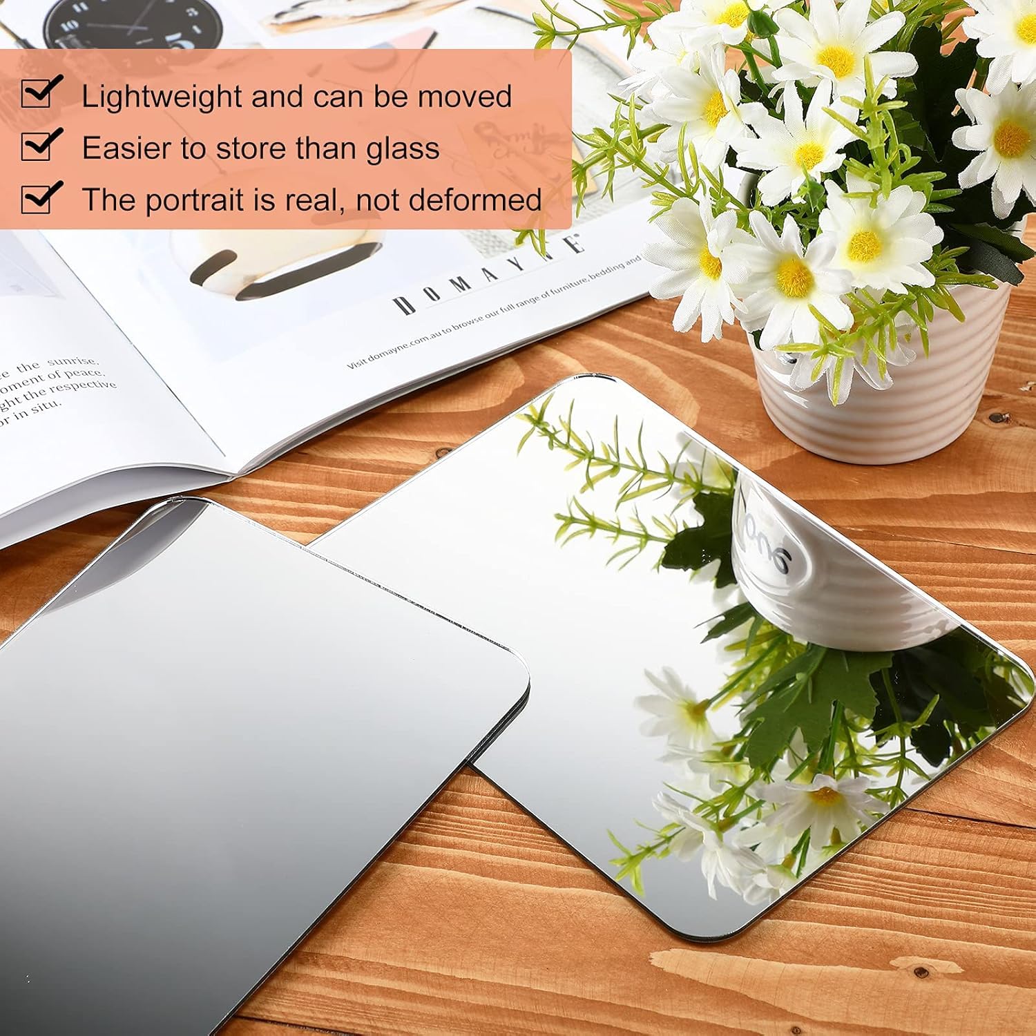 Acrylic Mirror Tiles - 4 Pack, Self Adhesive -3 Acrylic Mirror Tiles - 4 Pack, Self Adhesive -3