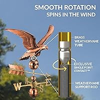Vista 5 de Good Directions Smithsonian Eagle - Veleta de cobre, incluye soporte de techo ajustable para una fácil instalación, cobre pulido a mano