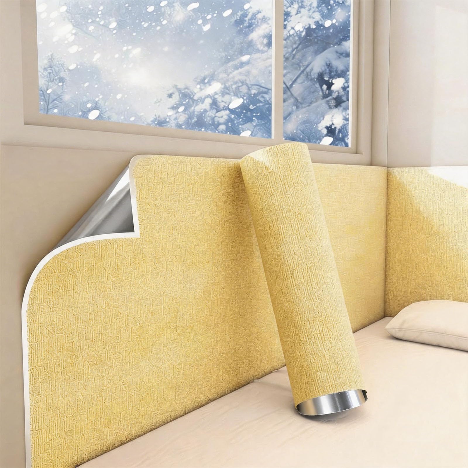 BVCL Self-Adhesive Thermal Insulated Wallpaper, Peel and Stick 5mm 3D Texture Foam Anti-Collision Upholstered, Waterproof Moisture-Proof Wall Sticker(Yellow,50cmx1m)