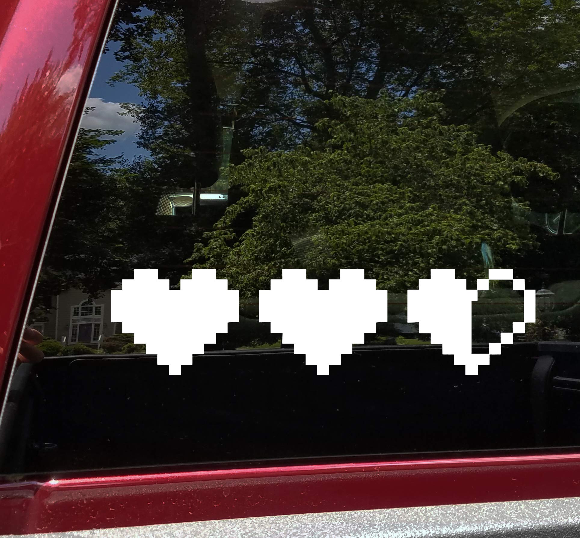 Minglewood Trading Red - 2-Pack Heart Life Bar Vinyl Decals - 8-bit Vintage Video Games - Die Cut Sticker - Each 4w x 1h inches