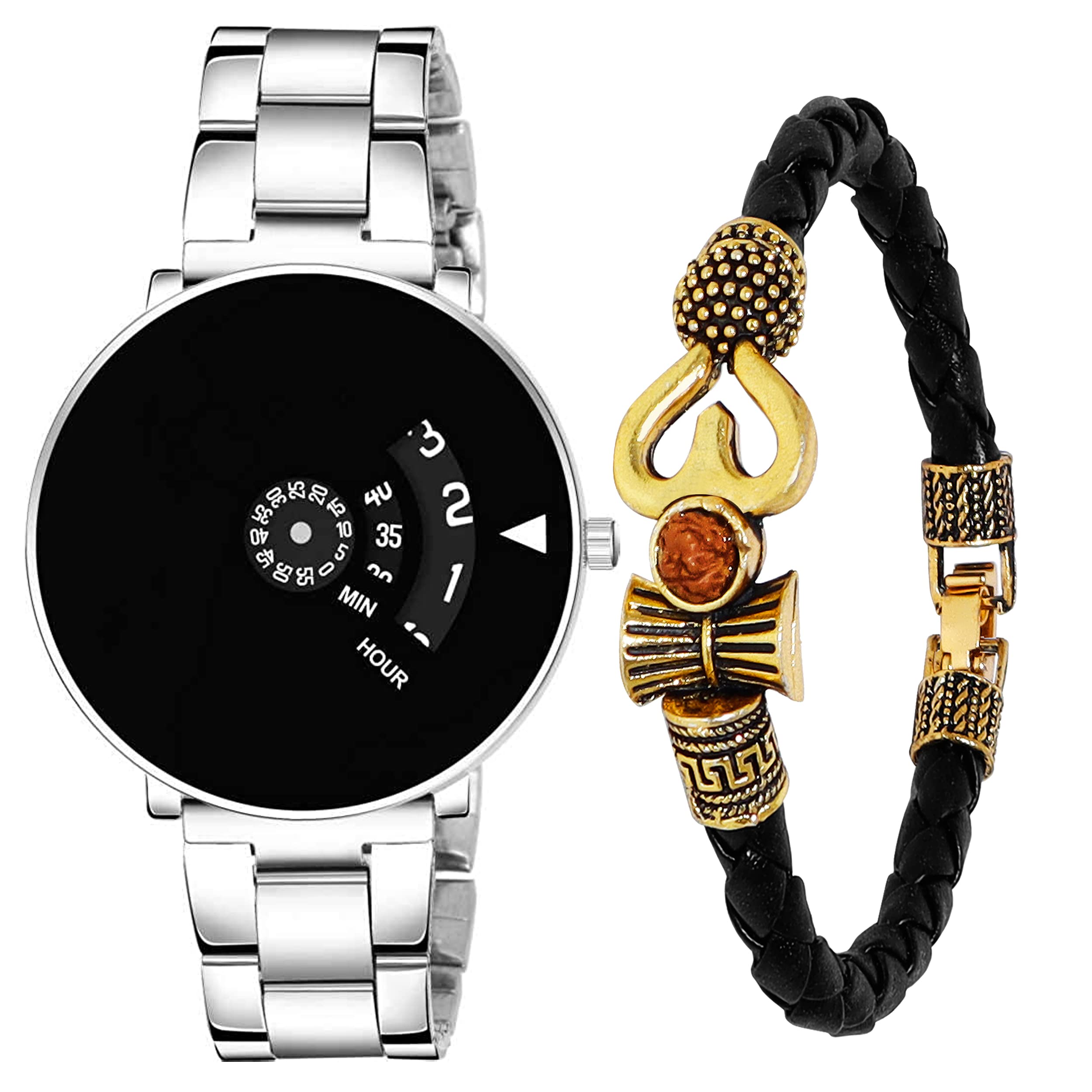casera Creative Unique Paidu with Mahadev Bracelet Silver Stainless Stil Strap Analogue Mens Watch (Black) (B0C9TFZ922) Amazon Price History, Amazon Price Tracker