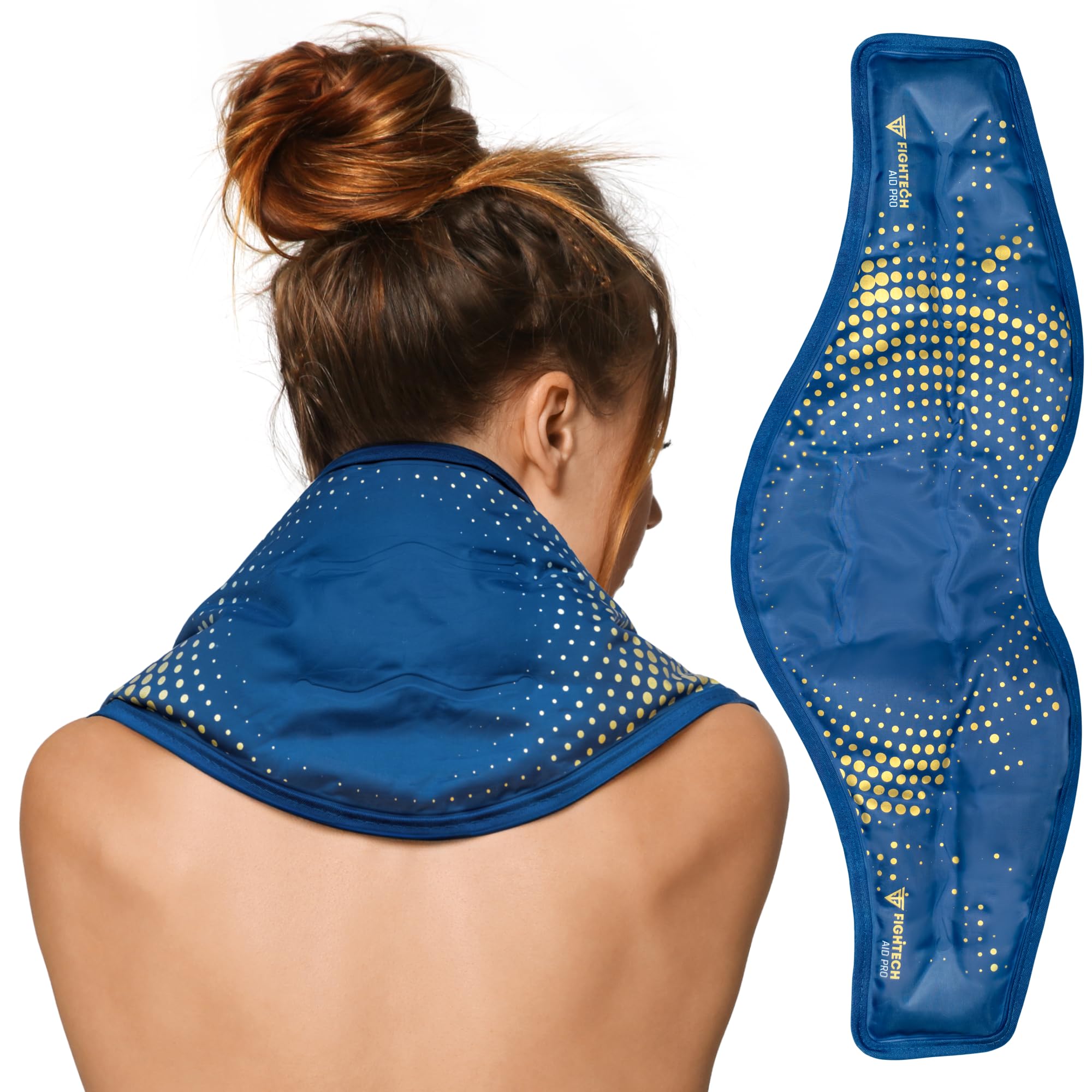 Reusable Hot and Cold Gel Ice Pack for Shoulder, Rotator Cuff, Knee, Back, Head, Eyes, Elbow, Hip - Leak Proof Post Surgery Heat & Cold Therapy Compress by FIGHTECH (Neck, Single)