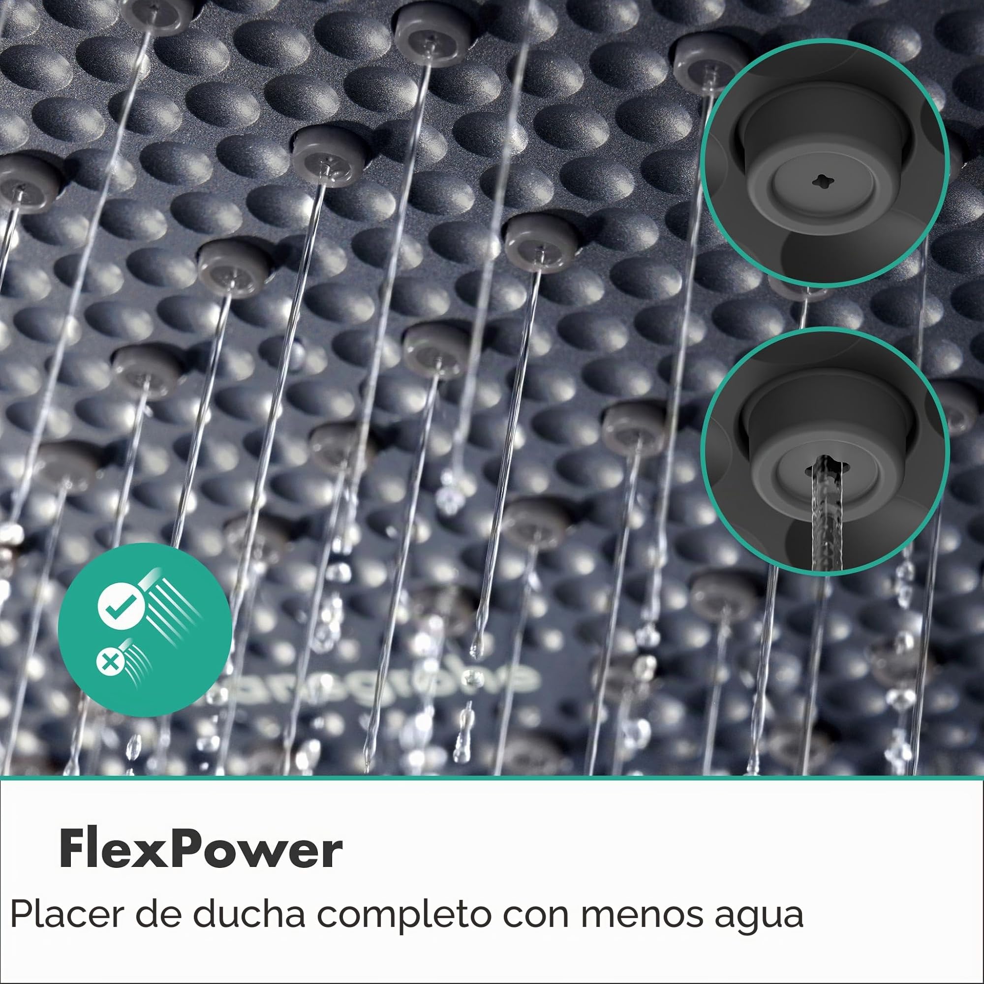 hansgrohe Activera Select S - ducha de mano ahorro de agua 8 l/min (EcoSmart), alcachofa de ducha con 2 tipos de chorro, cabezal de ducha redondo, con sistema antical, cromo, 28033000