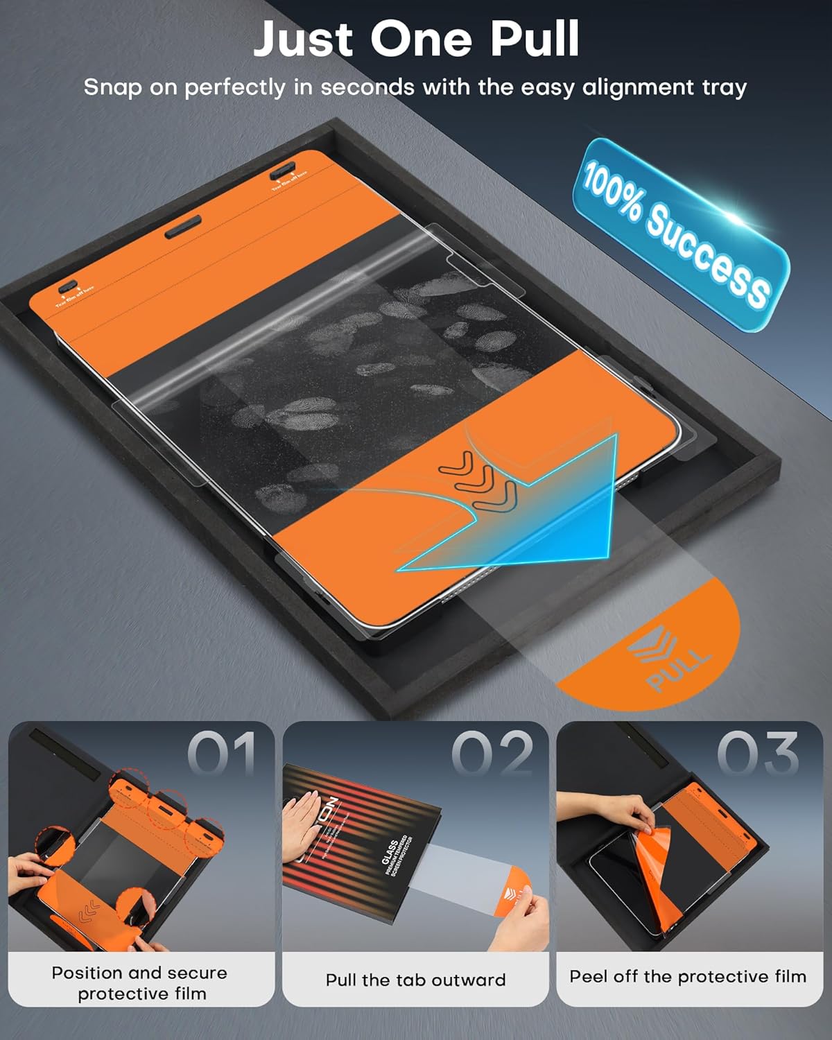 OMOTON Screen Protector for iPad Air 11 Inch M3/M2 (2025/2024, 7th/6th Generation), TOP 9H+ Tempered Glass with Easy Installation Tray, Case & Apple Pencil Compatible, Bubble-Free & Scratch-Resistant