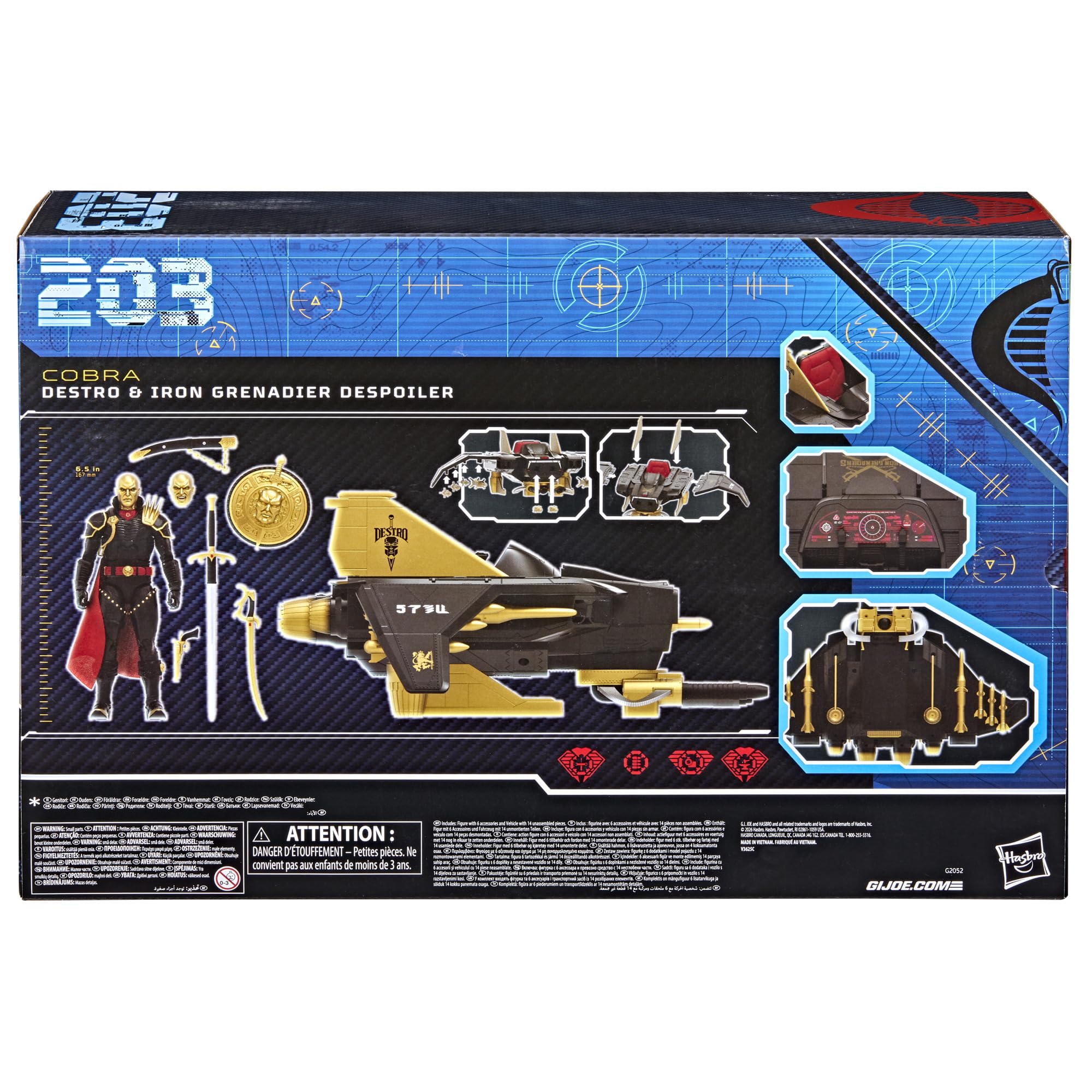 Destro i pojazd Despoiler oddziału Iron Grenadiers z kolekcji G.I. Joe Classified Series, nr 203, zestaw z 15-centymetrową figurką kolekcjonerską i modelem pojazdu