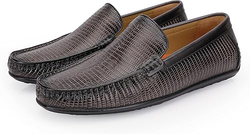 Mocasines de cuero genuino para hombre, con estampado de cocodrilo, zapatos de vestir suaves para conducir