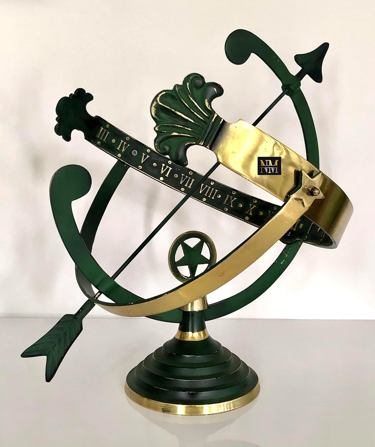 NauticalMart Polished Aluminium 18-Inch Diameter Armillary Sundial Yard Sundial Decorative Garden Armillary