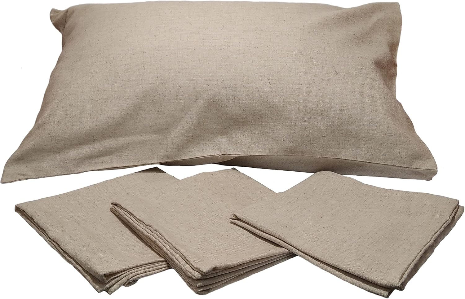 Hemp Pillowcase Embroidered-Set of 2 - Color Natural Soft Breathable (20" x 30")