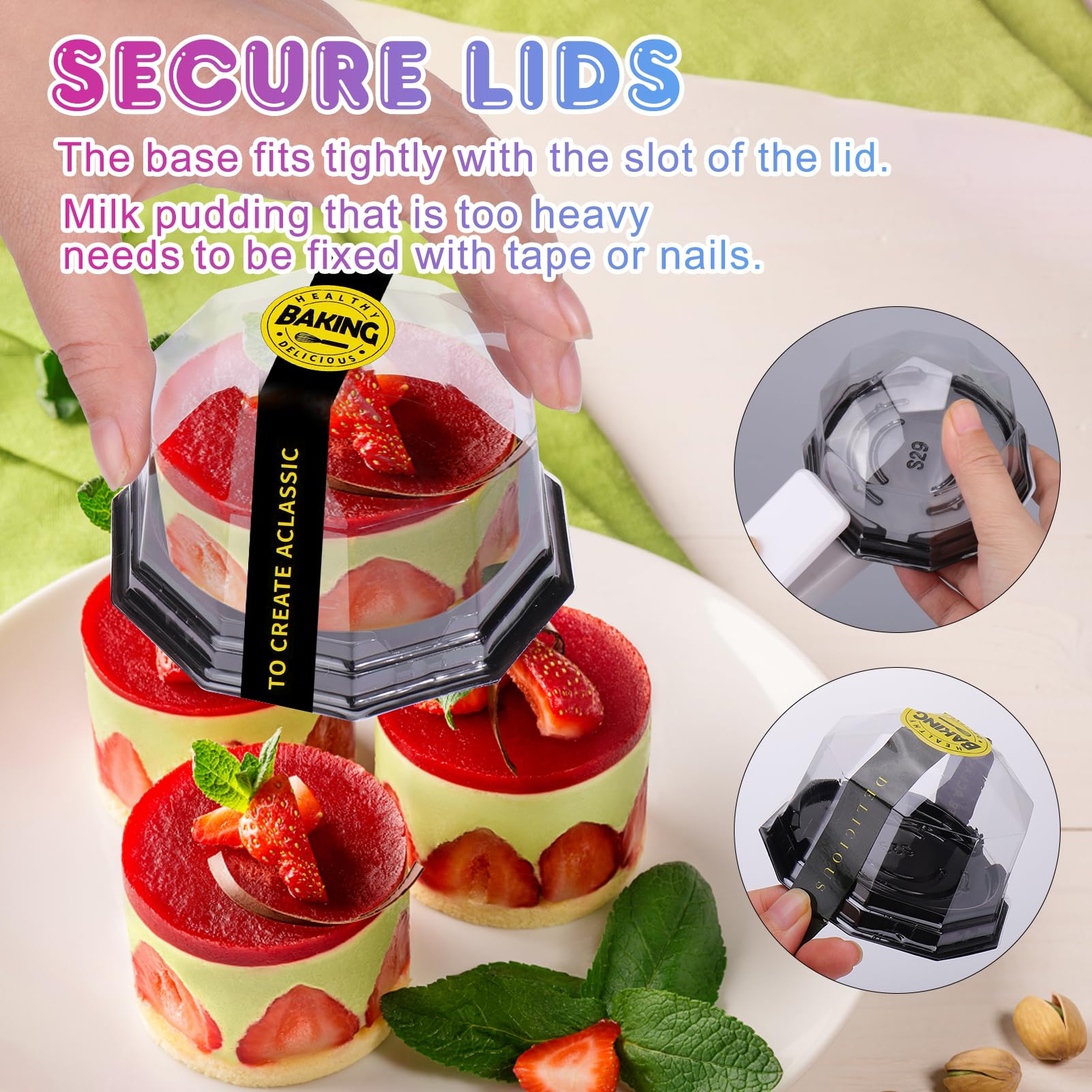 Palksky 50 Pack Mini Bundt Cake Containers Package Clear Plastic