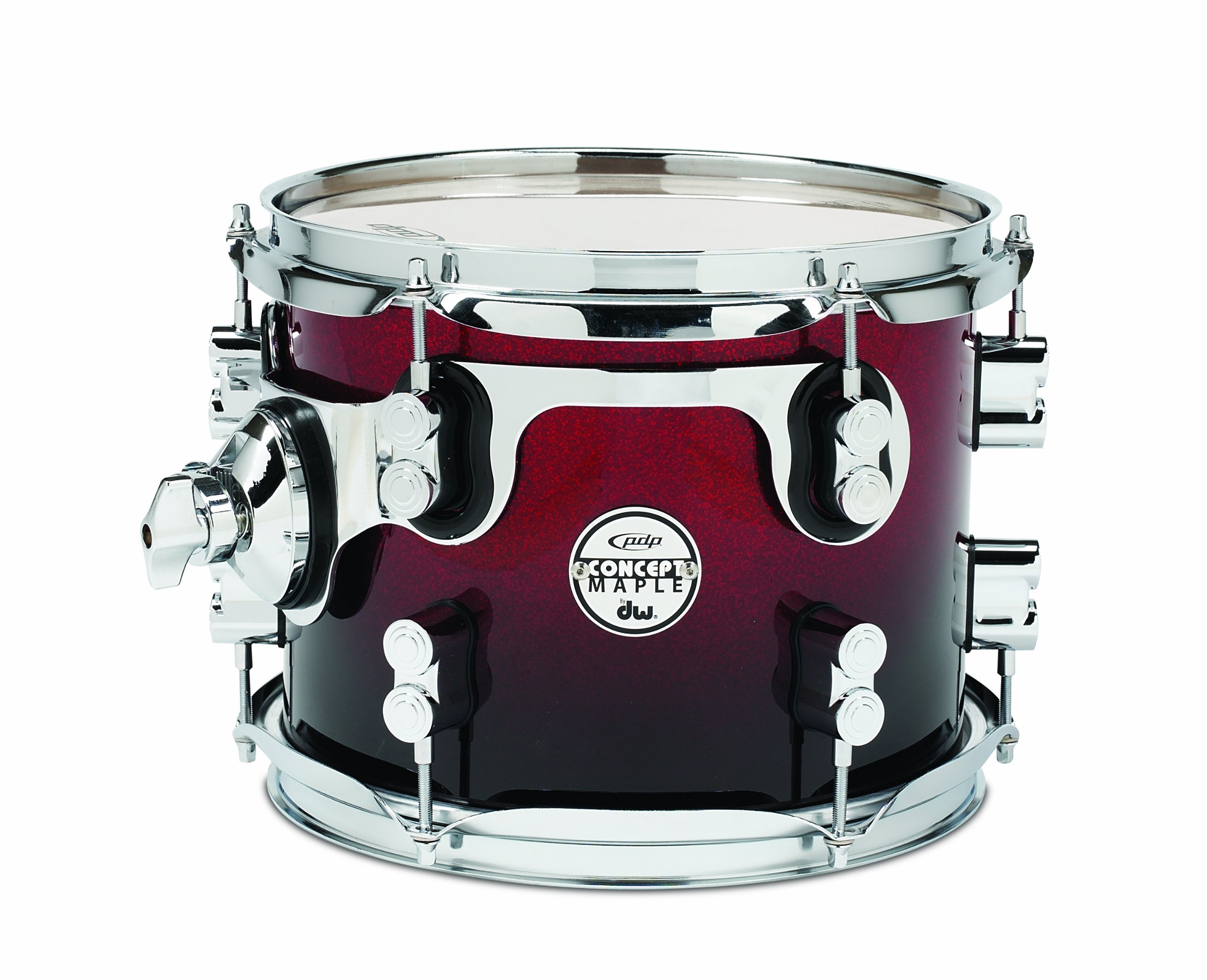 Pacific DrumsConcept Maple Tom, 10" x 8", Red to Black Fade Lacquer | Features a European Maple shell, innovative DW drum hardware, and more