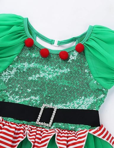 Miniatura 5 de Freebily Disfraz de elfos de Navidad para niñas y niñas, vestido de elfo de Papá Noel con sombrero, disfraz de fiesta de cosplay