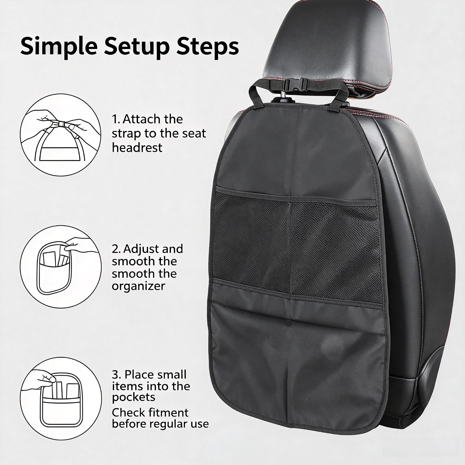 Back Seat Protector, Anti Kick Mat Backseat Organizer 65x43cm image 2