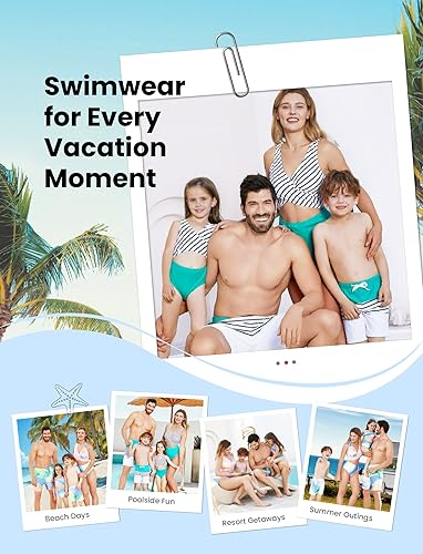 Vista 2 de PATPAT Trajes de baño a juego para la familia Mommy and Me a rayas empalmadas de una pieza conjunto de trajes de baño a juego
