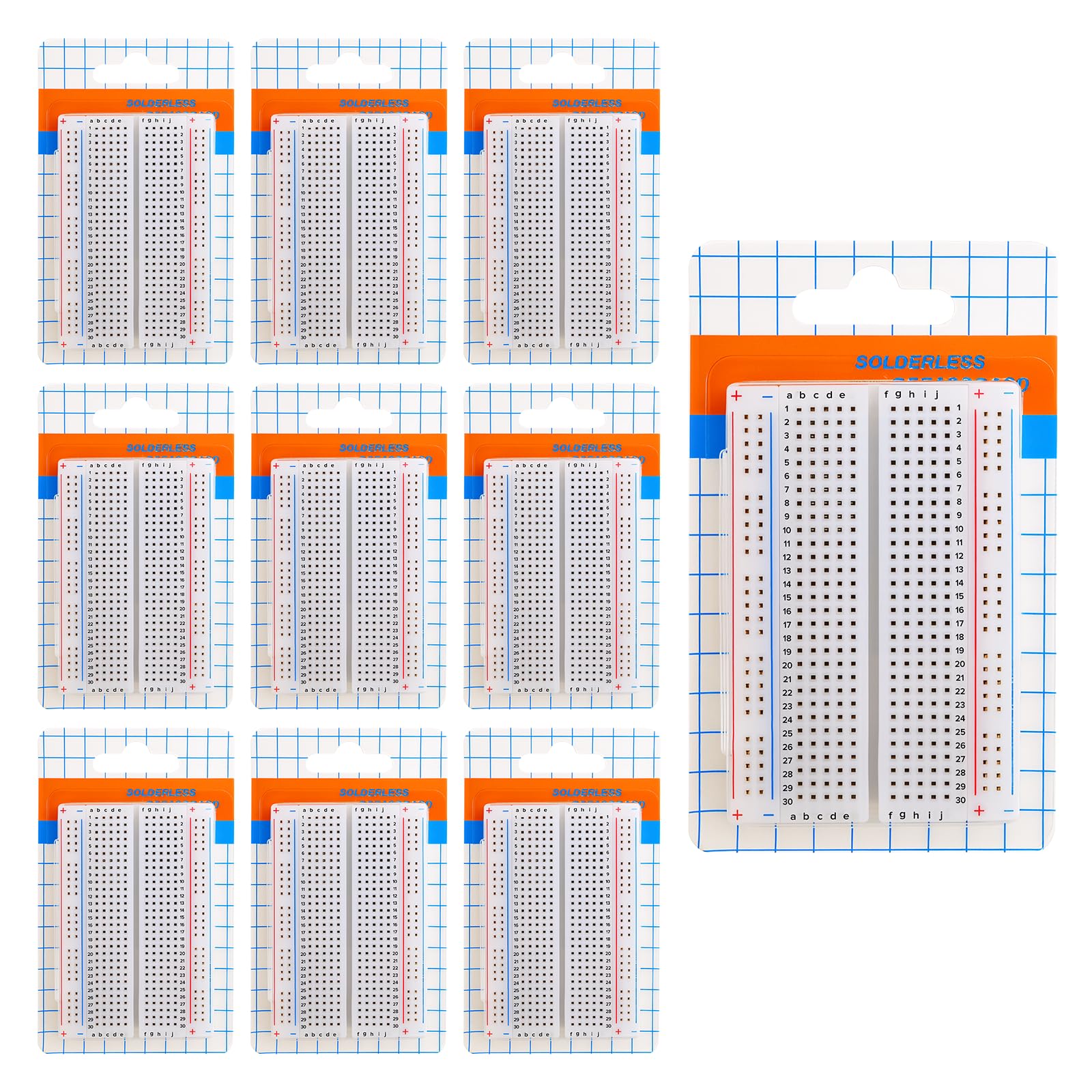 10PCS Breadboard Kit con 400 Punti Basetta Piastra Sperimentale Breadboard Senza Saldatura Compatibile con progetti destinati a singoli Arduino Raspberry Pi