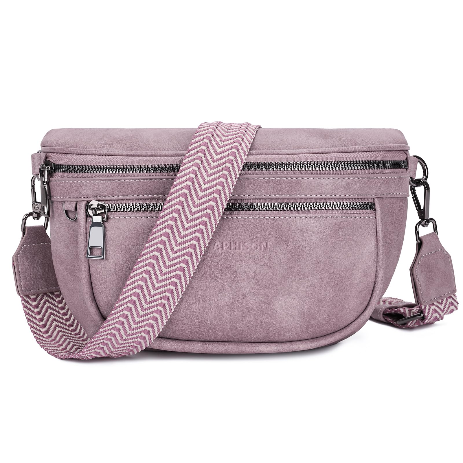 APHISON Damen Bauchtasche Umhängetasche Veganes Leder RFID Blockierung Mehrere Fächer Ultraleicht Hochwertig Verstellbarer Breiter Schultergurt Alltag