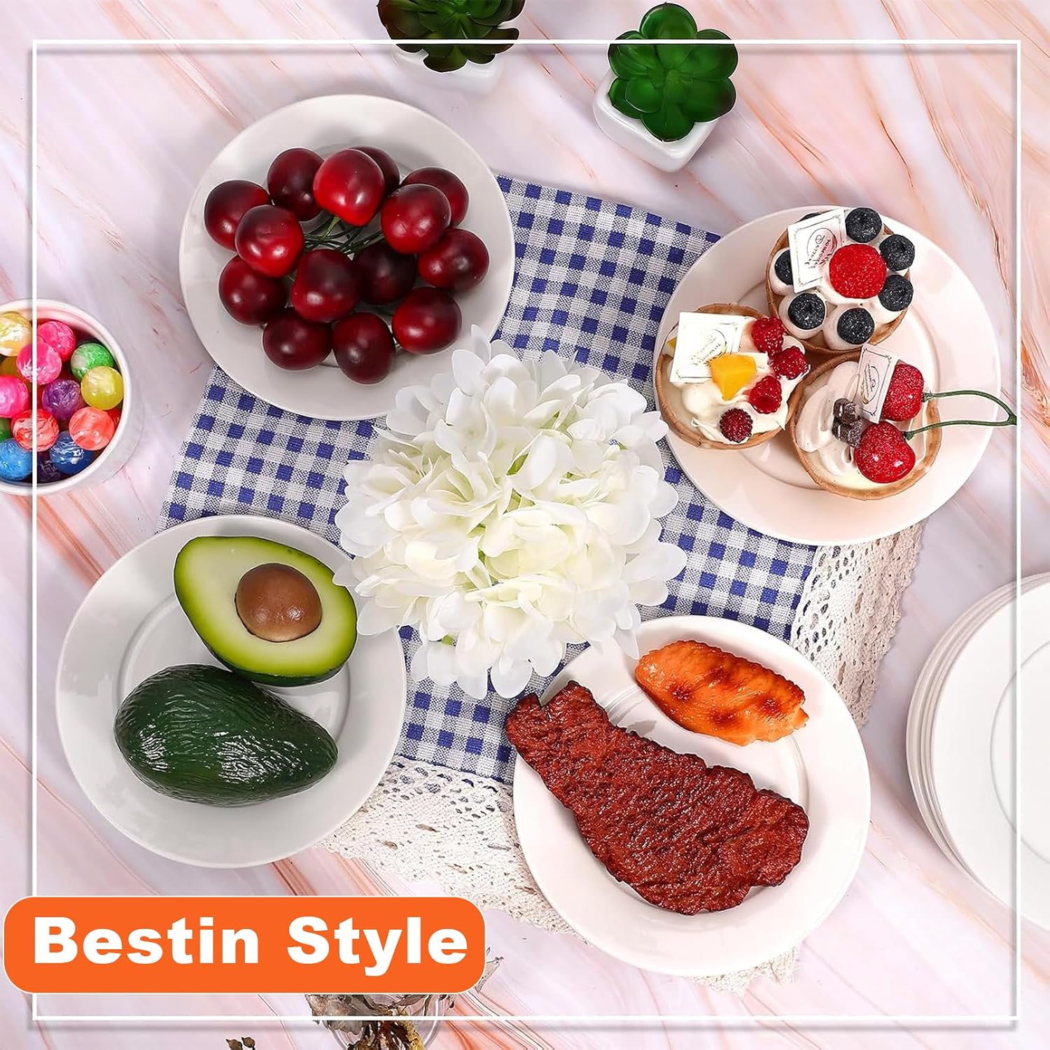 6 PCS Porcelain Dessert Plates, Round Small Appetizer Plate, 6 inch Ceramic Dessert Plate for Cake Snacks, Small White Plates for Appetizers, Microwave Oven and Dishwasher Safe