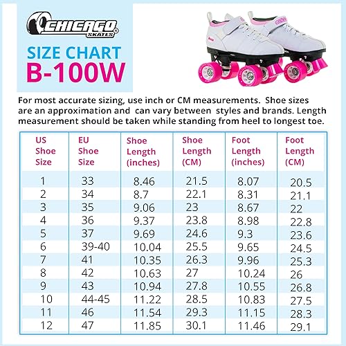 Miniatura 6 de Chicago Skates Bullet Speed Quad Roller Skates – Durable, Top Performance Indoor/Outdoor Youth Skate Shoes for Women & Men Beginner 62mm Urethane