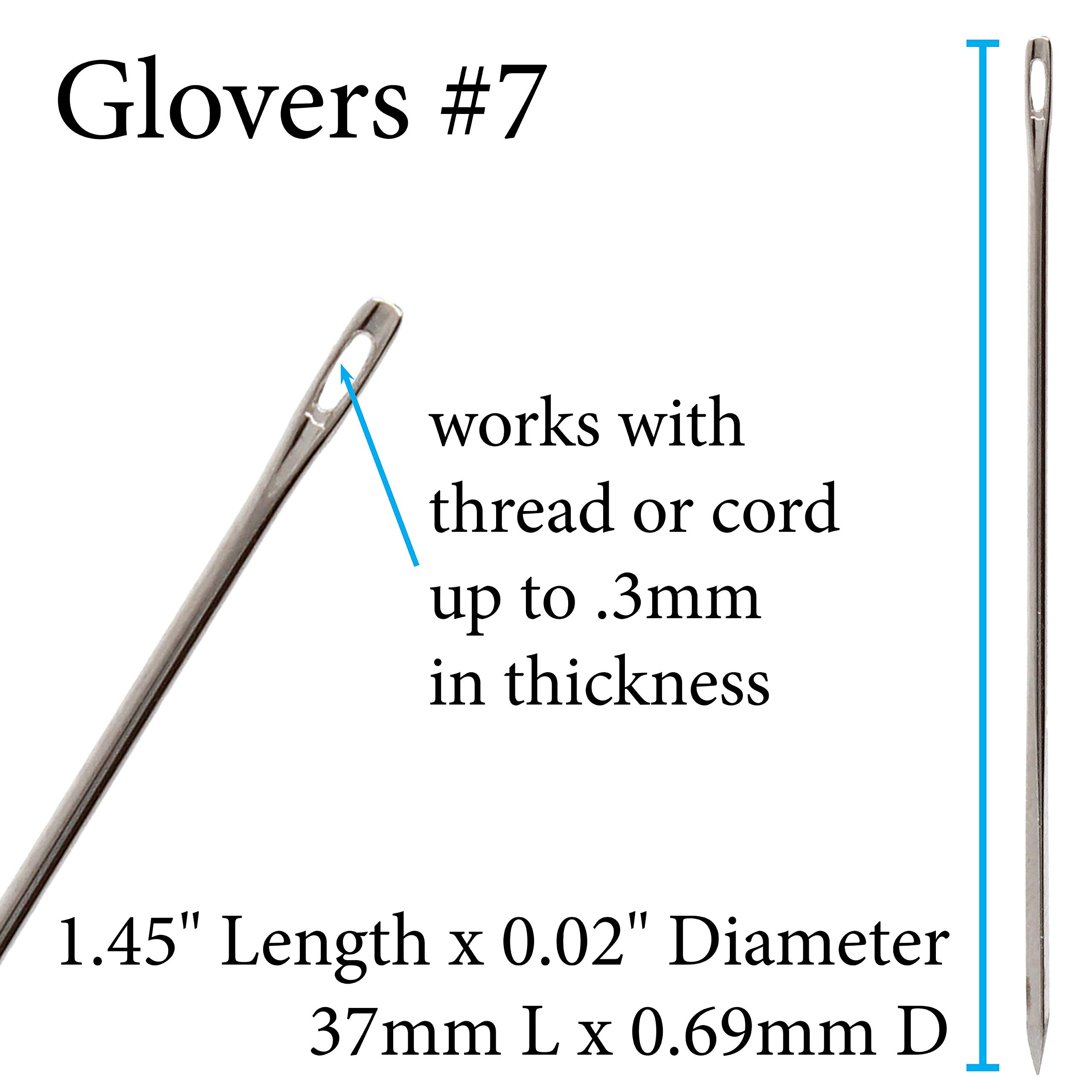 John James Glovers Nadeln, Größe #7, 37 mm in der Länge und 0,69 mm im Durchmesser, 25 Stück, dreieckige Spitze, ideal für härtere Materialien wie Leder, Wildleder, Vinyl und weiche Kunststoffe