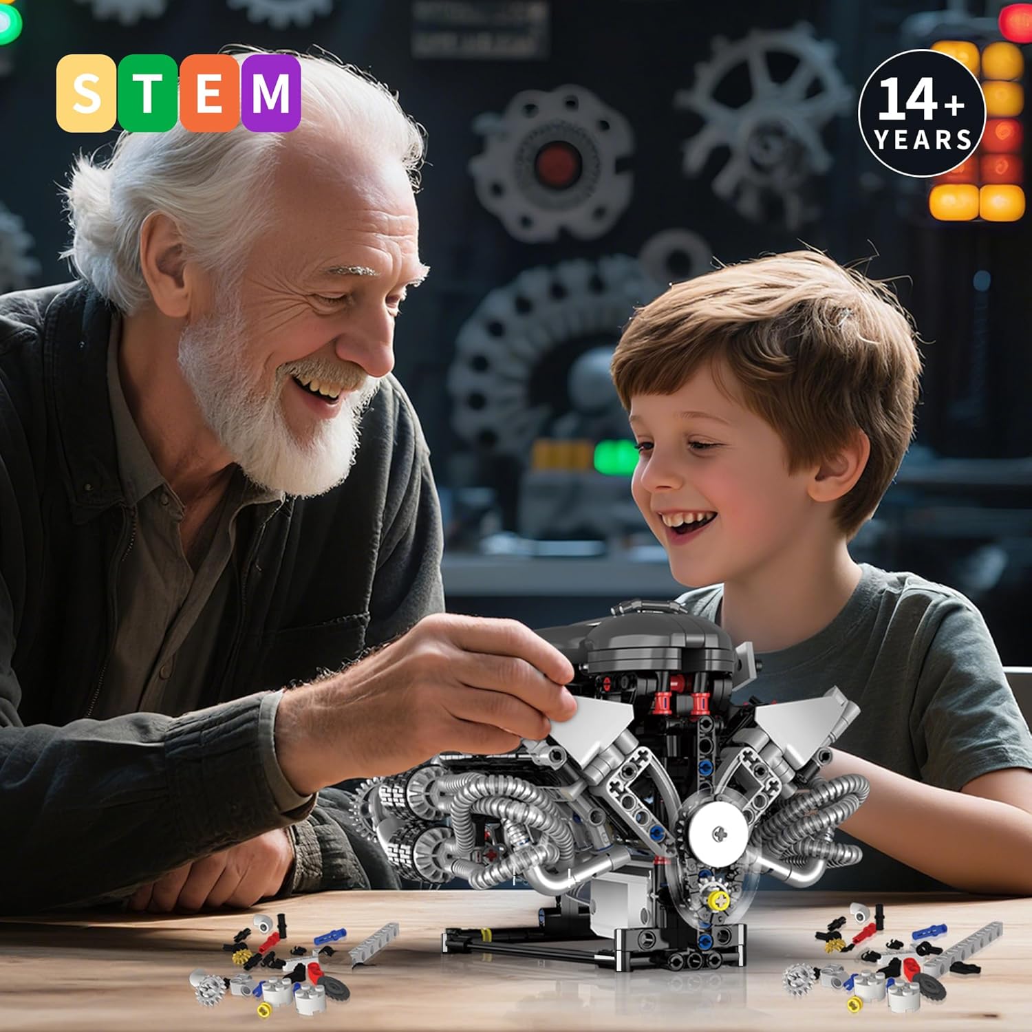 V8 Engine Model Kit That Works, Visible Building Blocks Sets with APP Control, Motor & LED Light, Model Car Kits for Adults & Boys Kids 14+ Year Old (689 PCS) - Image 7