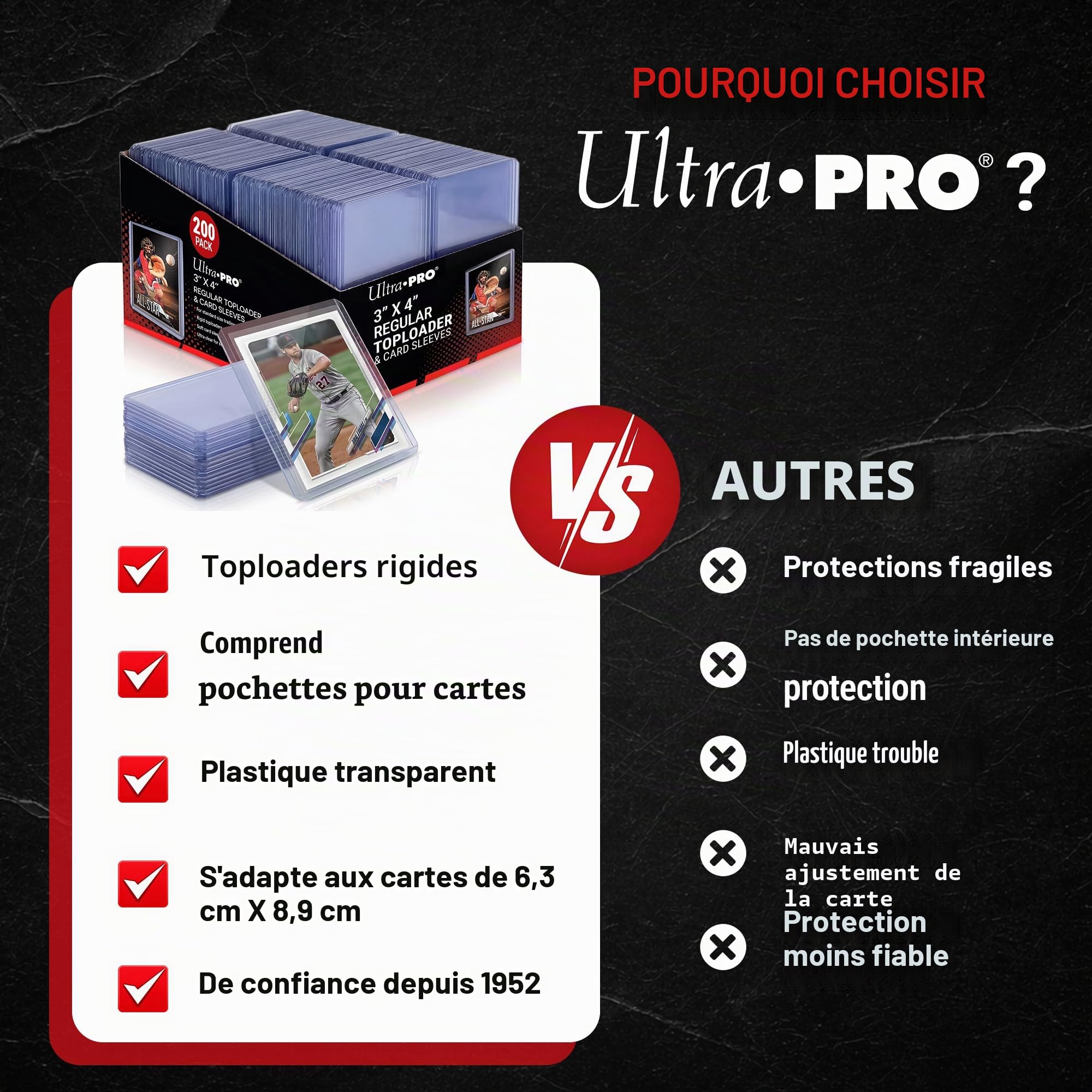 Ultra Pro Lot de 200 cartes à collectionner 7,6 x 10,2 cm
