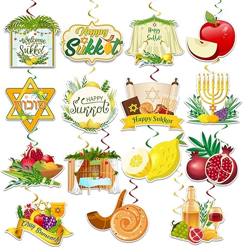 Suministros de fiesta de Sucot decoración de remolinos colgantes de Sukkot, suministros para colgar en el techo de Sukkah para decoración judía de