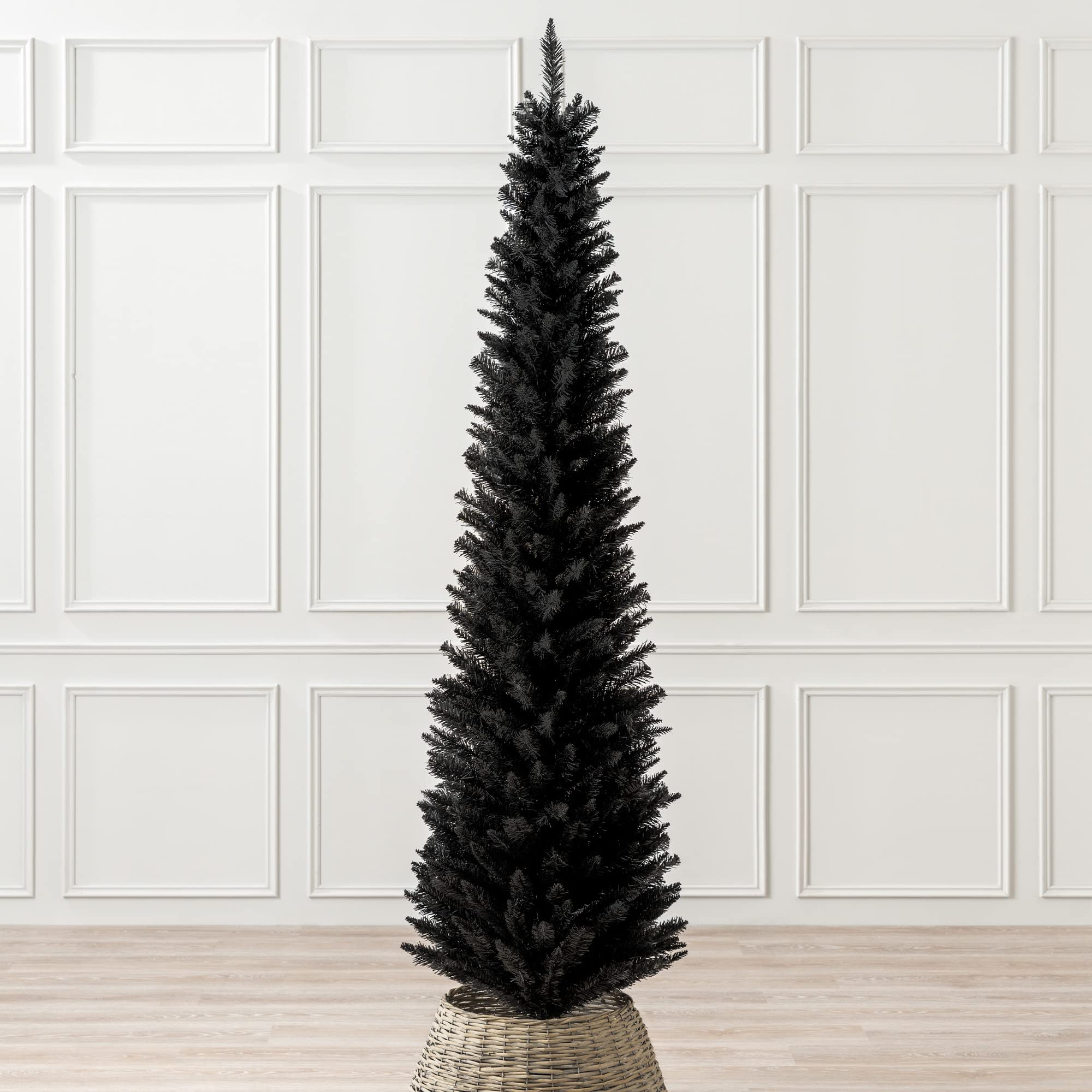 Christow Black Pencil Christmas Tree, 7ft
