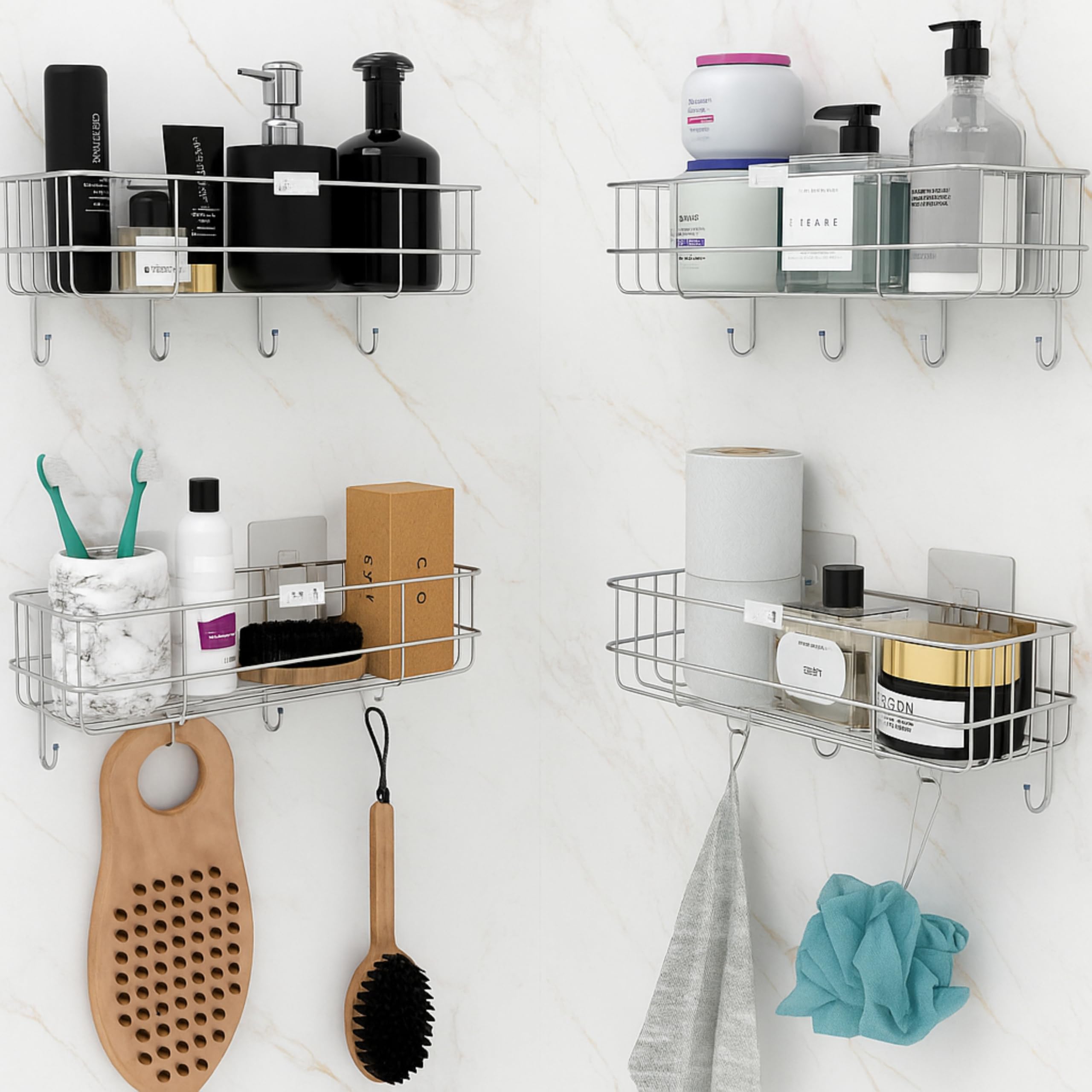 Stainless Steel Bathroom Shelf - Self Adhesive Organizer -10