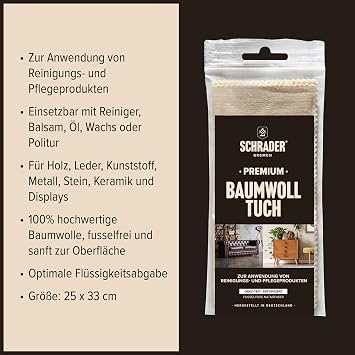 Schrader Car Care Set - Car Cleaning with Leather Care and Metal Polish - Ideal for Motorcycle & Vintage Cars - 4-Piece - Made in Germany