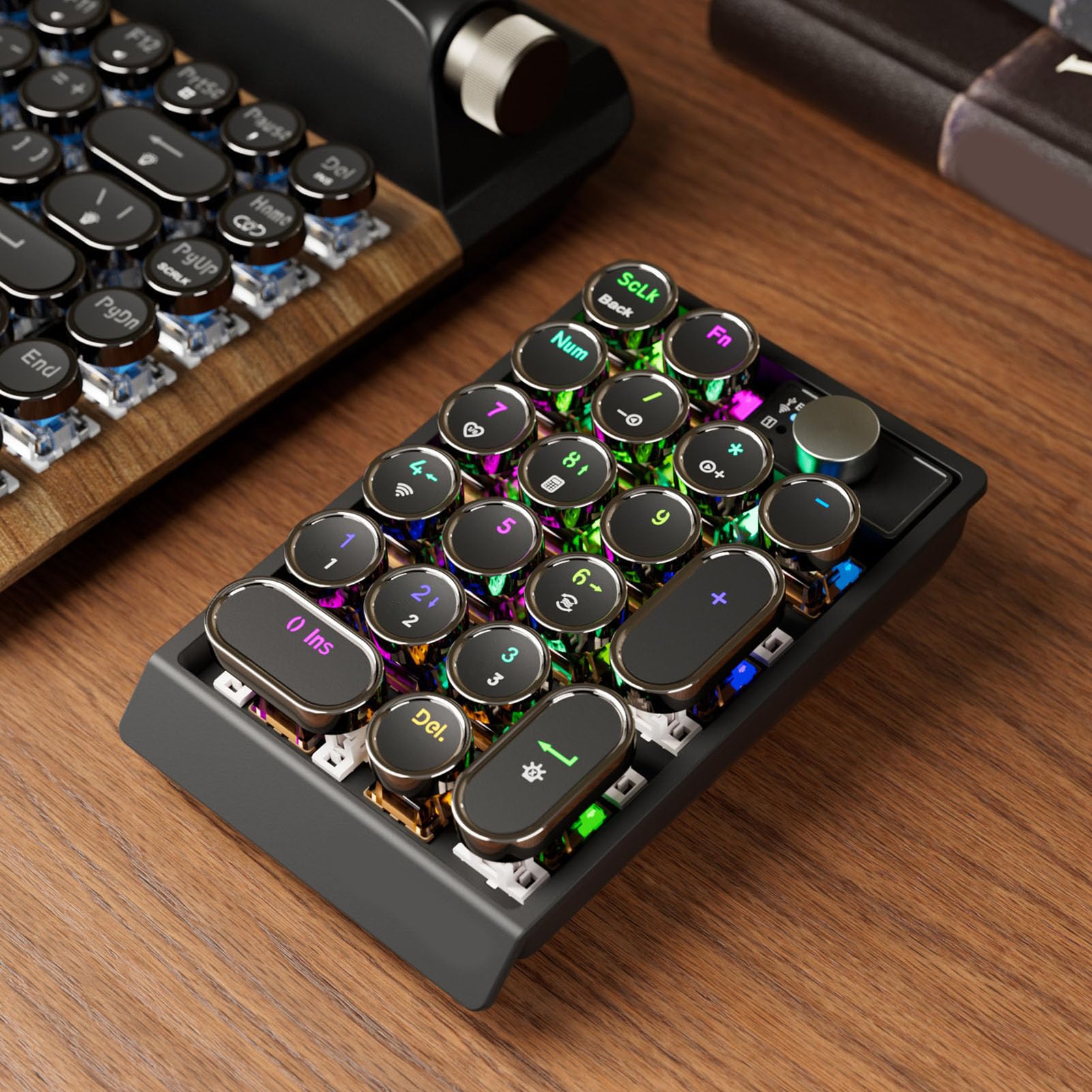 Fabater Tastierino Numerico, Tastierino Numerico Wireless Ricaricabile USB 19 Tasti, Esterno Sottile con Retroilluminazione RGB, Supporto Bluetooth/2.4G/USB C