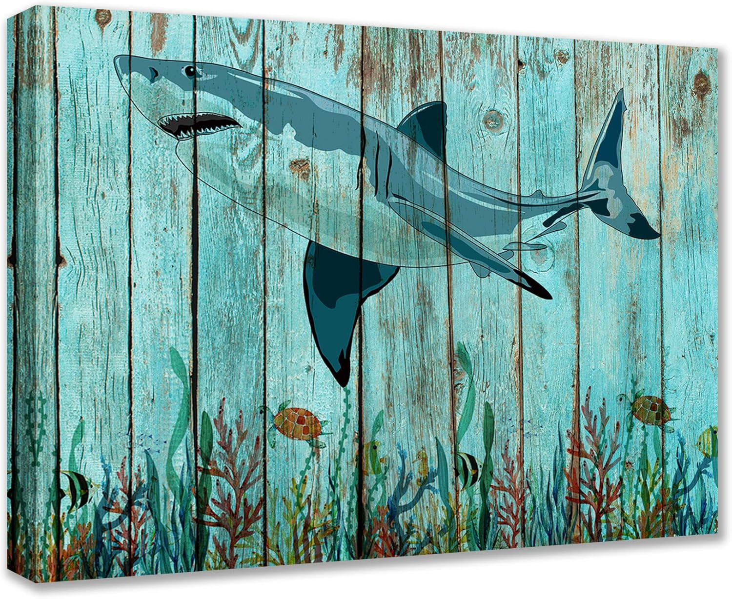 Large Shark Paintings Underwater World Artwork Big Fish Wall Art Mammal Animal Print