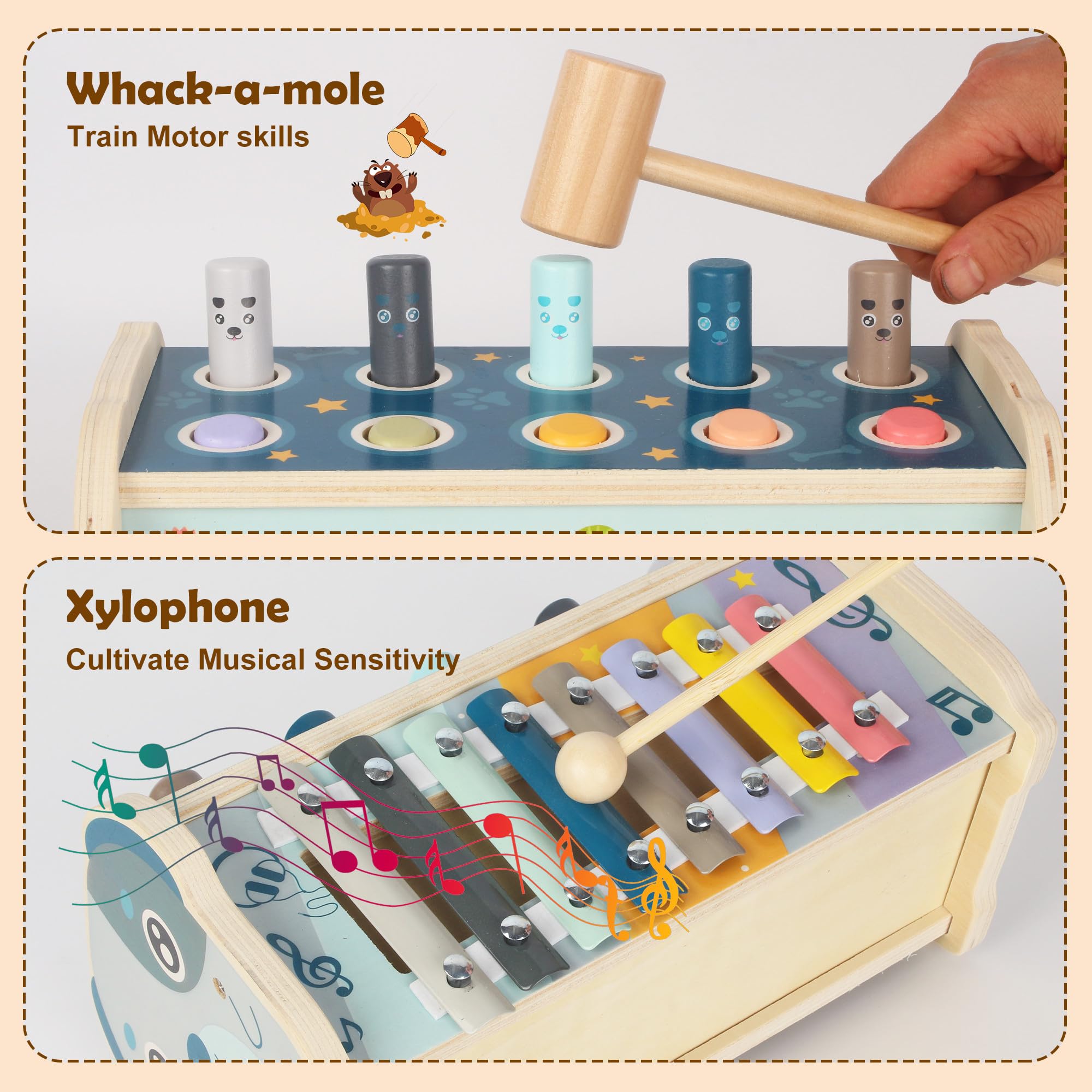 Jouets d'éducation Jouet bebe 1 an Montessori adaptés au-dessus de,Celui-ci Jeux montessori 1 an intégrant martelage,Xylophone bebe et la reconnaissance des nombres,Est le cadeau d'anniversaire idéal