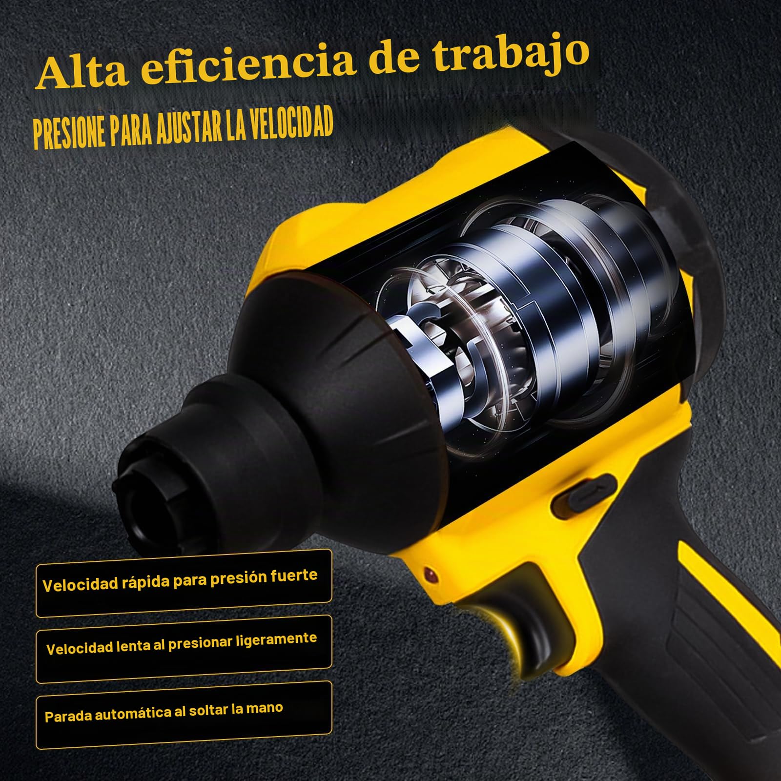Soplador de Polvo Inalámbrico para Batería Dewalt 18V/20V, Soplador de Mano de 1000W Duster de Aire Comprimido, Motor de Velocidad Variable, Luz LED, 720 MPH y 8 Boquillas (Sin Batería)