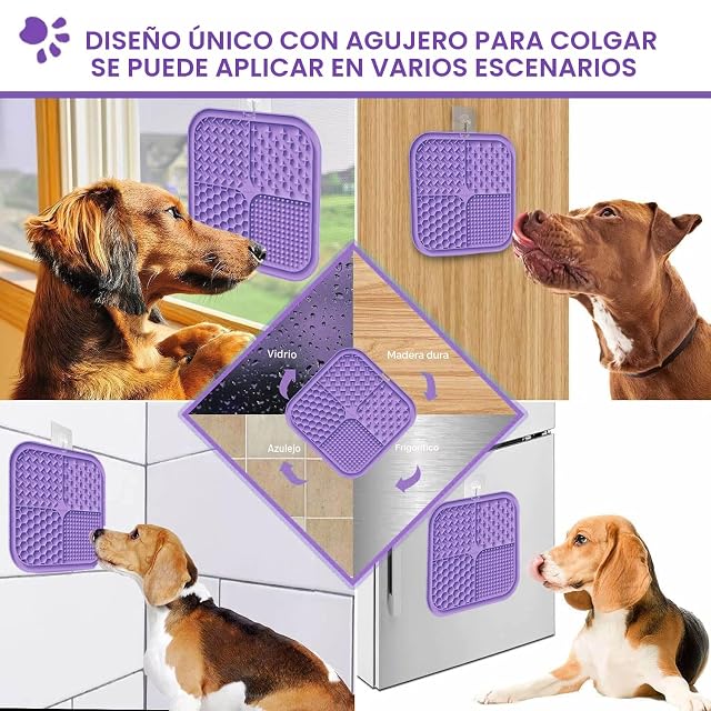 Foto 4 de 6 de Azyh 2 Alfombrillas para Lamer Perros y Gatos con Ventosas 20X20cm, Alimentador Lento para Aliviar la Ansiedad