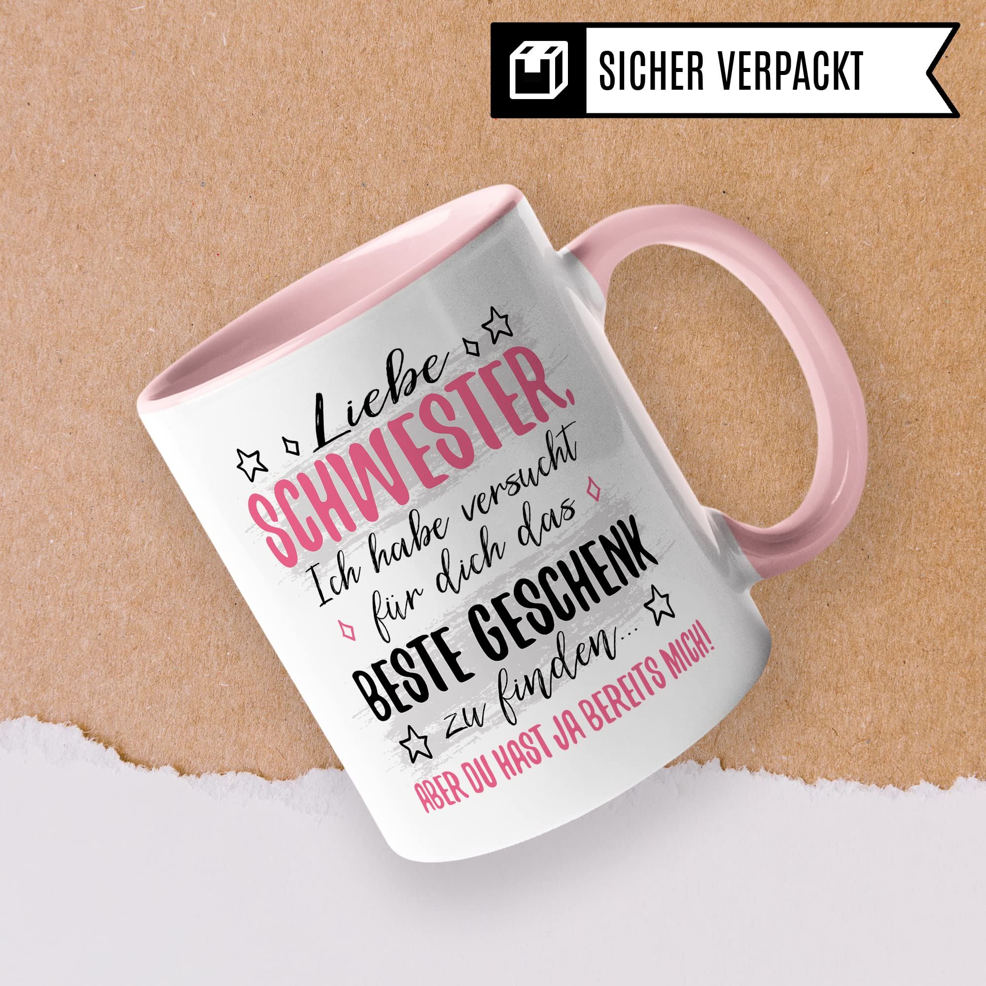 Tasse Soeur Cadeau « Ich Souchle Weil Du Meine Soeur Bist » - Idée Cadeau Pour La Sœur - Tasse à Café Avec Inscription Humoristique - Motif Frères Et Sœurs (blanc/blanc