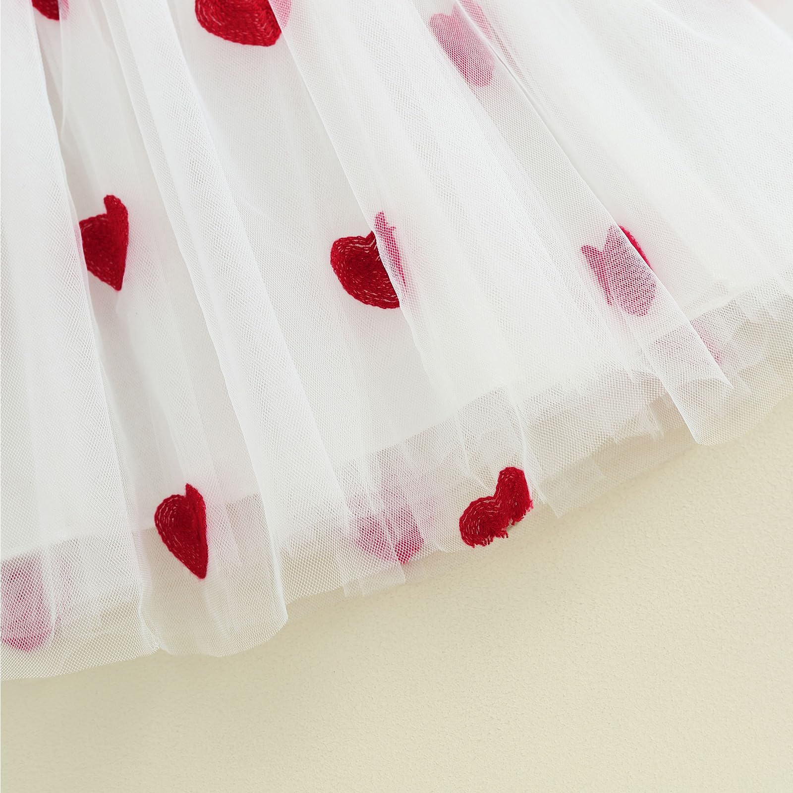 Vestito da bambina per San Valentino, lavorato a maglia, con volant, a maniche lunghe, in tulle, con gonna a tutù, per primavera e autunno