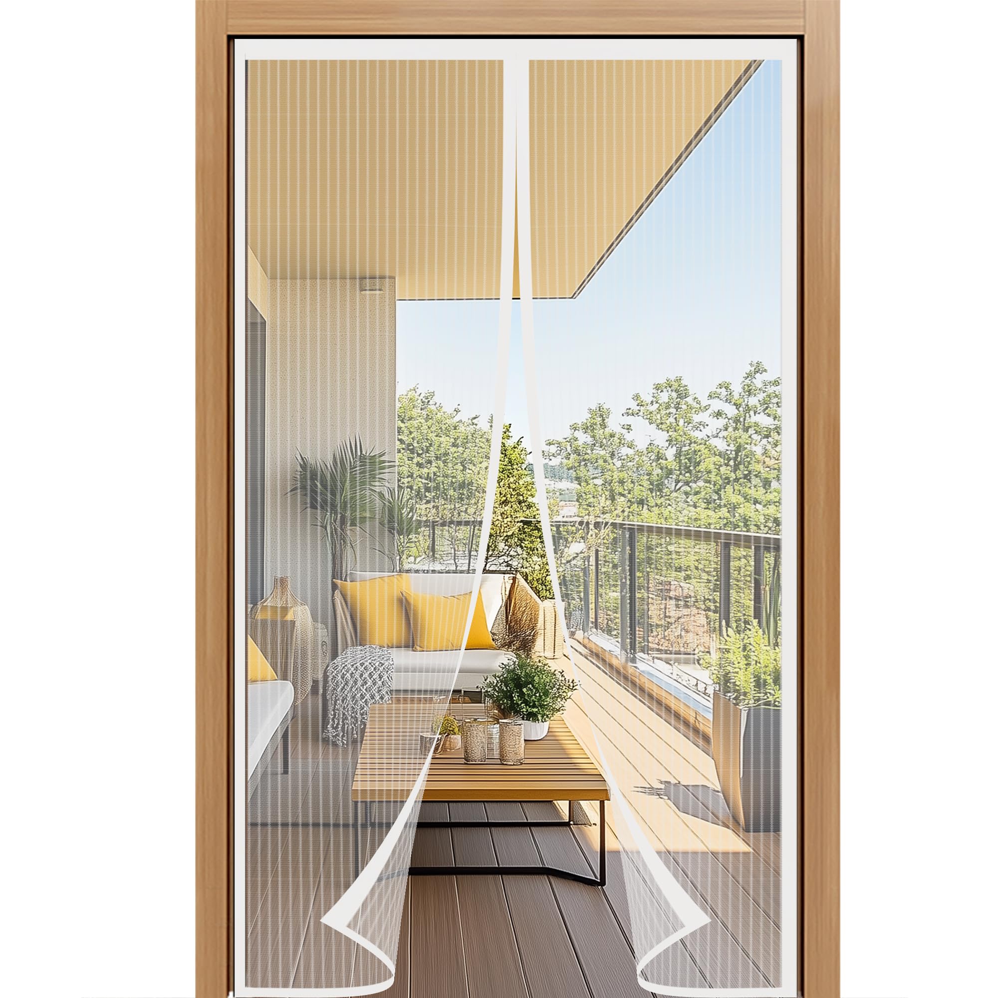LUYANXY Zanzariera Magnetica 160x250cm, Zanzariera Porta Finestra Tenda Bianco, Zanzariere Magnetiche Balcone, Anti Insetti Traspirante Chiusura Automatica, Non ho più fastidiosi insetti in casa - 1