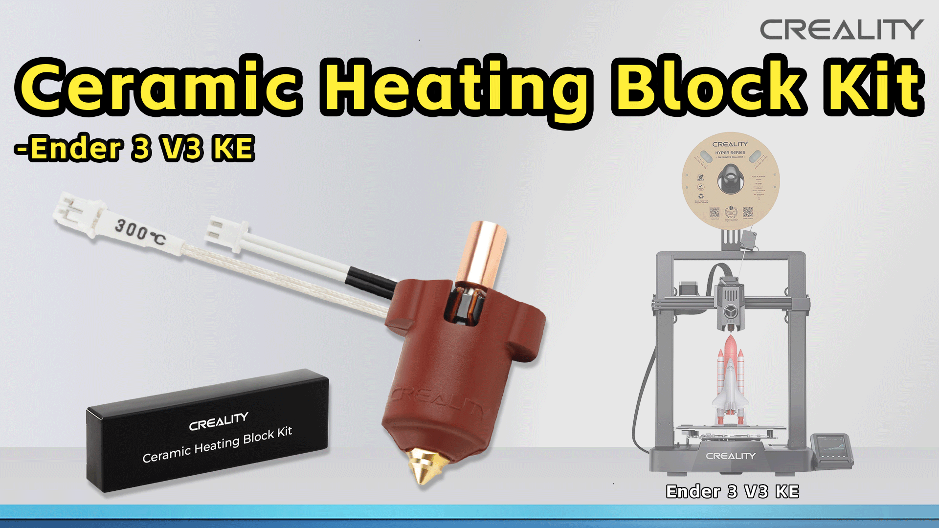CREALITY Ender 3 V3 KE Hotend avec Kit de Bloc Chauffant Céramique et Chaussette en Silicone Heatbreak Bimetal High Flow&High Temp ONLY Compatible with Creality Ender 3 V3 KE - PAS avec