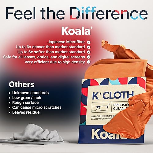 Vista 25 de Koala - Paño de limpieza de lentes Microfibra japonesa Paños de limpieza de lentes Limpiador de lentes de gafas Lentes de cámara, Negro
