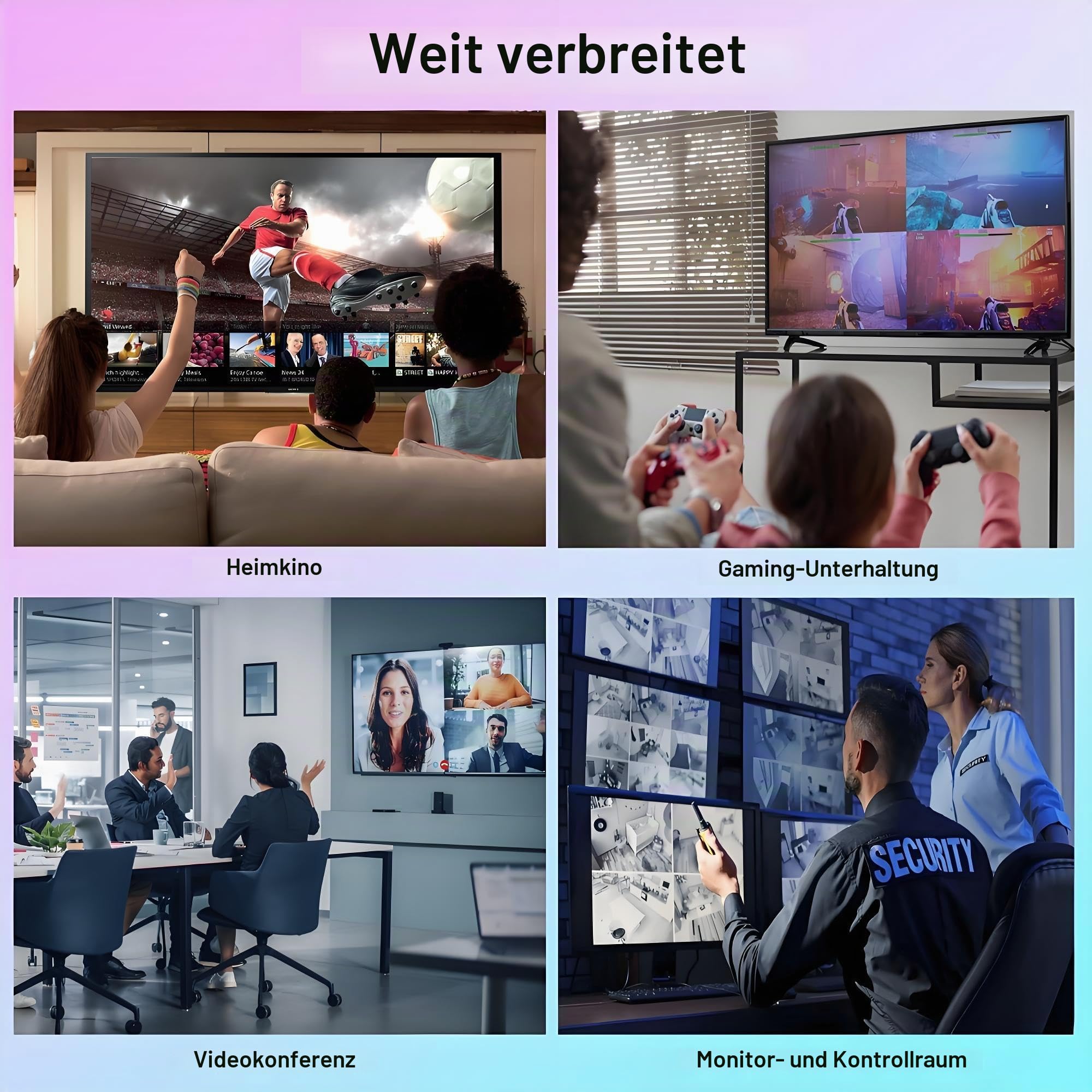 HDMI Multi-Viewer 4X1, Nahtloser Switcher 4 in 1 Out, Quad Multi Viewer Switcher mit IR-Fernbedienung, unterstützt 4K@30Hz, 1080P@60Hz, 5 Anzeigemodi Multiviewer Switch für kameras, Spielkonsolen