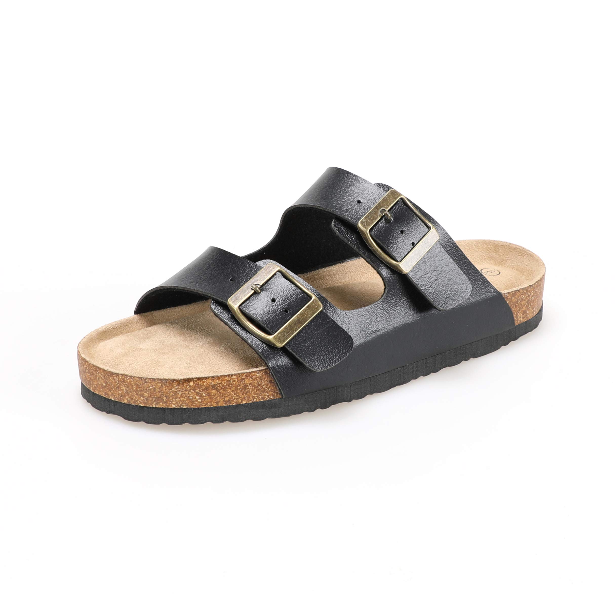 Women's Fashion Casual Adjustable Belt Buckle Sandals Leather Strap Cork Sole Sandals Flat Anti-slip Sandals