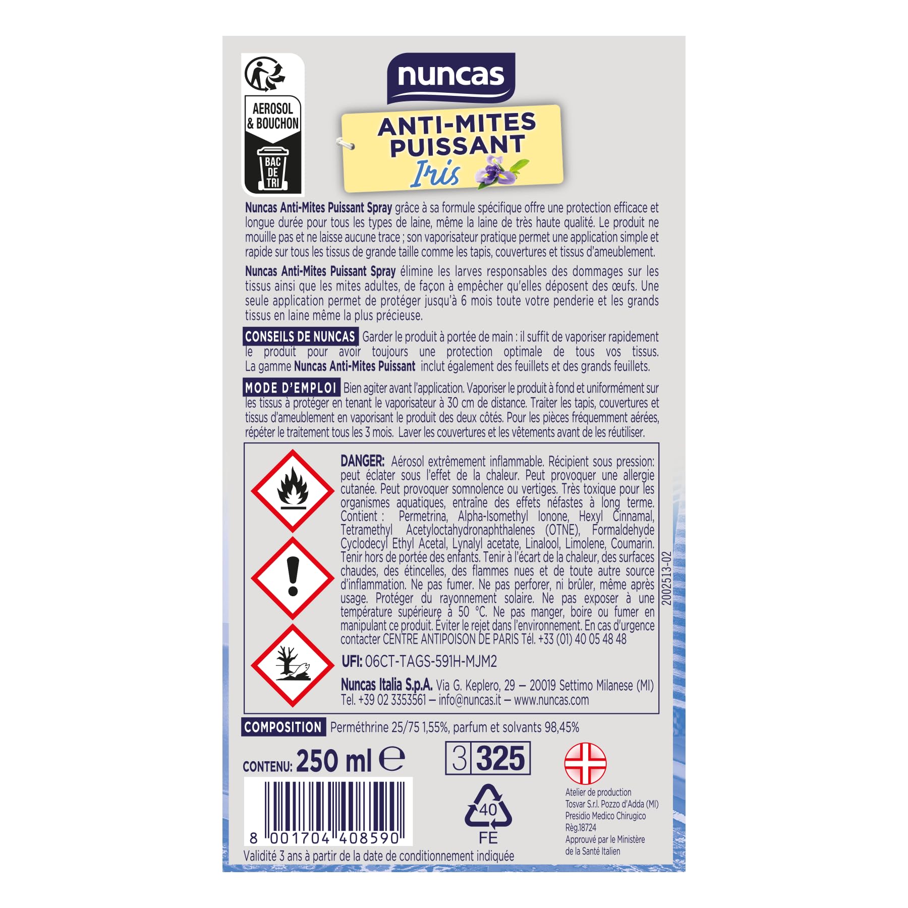 Nuncas Antitarme Forte Spray - Iris - 250ml