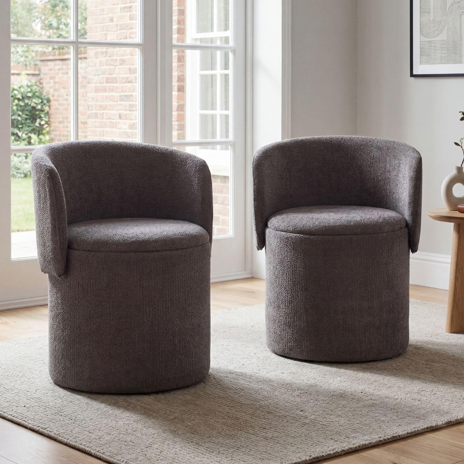 Ya-Home Dining Chairs Set of 2 Vanity Chair with Foldable Backrest, Gray
