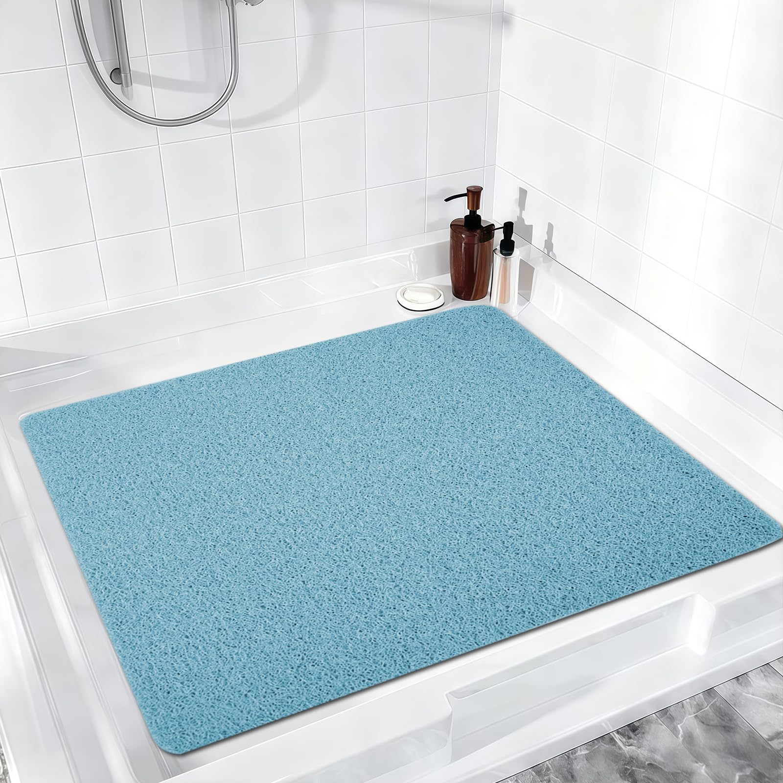 Duschmatte rutschfest 80x80 cm, Weich Komfort Sicherheits rutschfeste duschmatte, Antibakterielle Badematte mit Ablauflöchern, Antirutschmatte Dusche für Badewanne und Nassbereiche