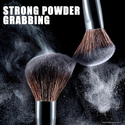 Miniatura 5 de LORYP Juego de 21 brochas de maquillaje negras para base de rubor en polvo, corrector, resaltador, cepillo vegano profesional para rostro y ojos