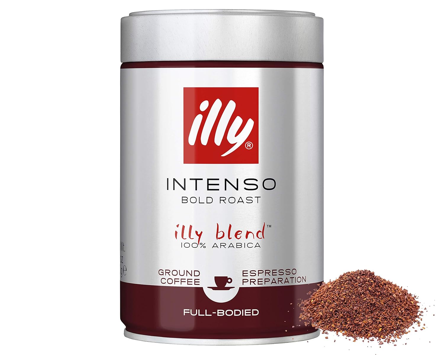 illy Intenso Ground Espresso Coffee, Dark Roast, Intense, Robust and Full Flavored With Notes of Deep Cocoa, 100% Arabica Coffee, No Preservatives, 8.8 Ounce (Pack of 6) : Grocery & Gourmet Food
