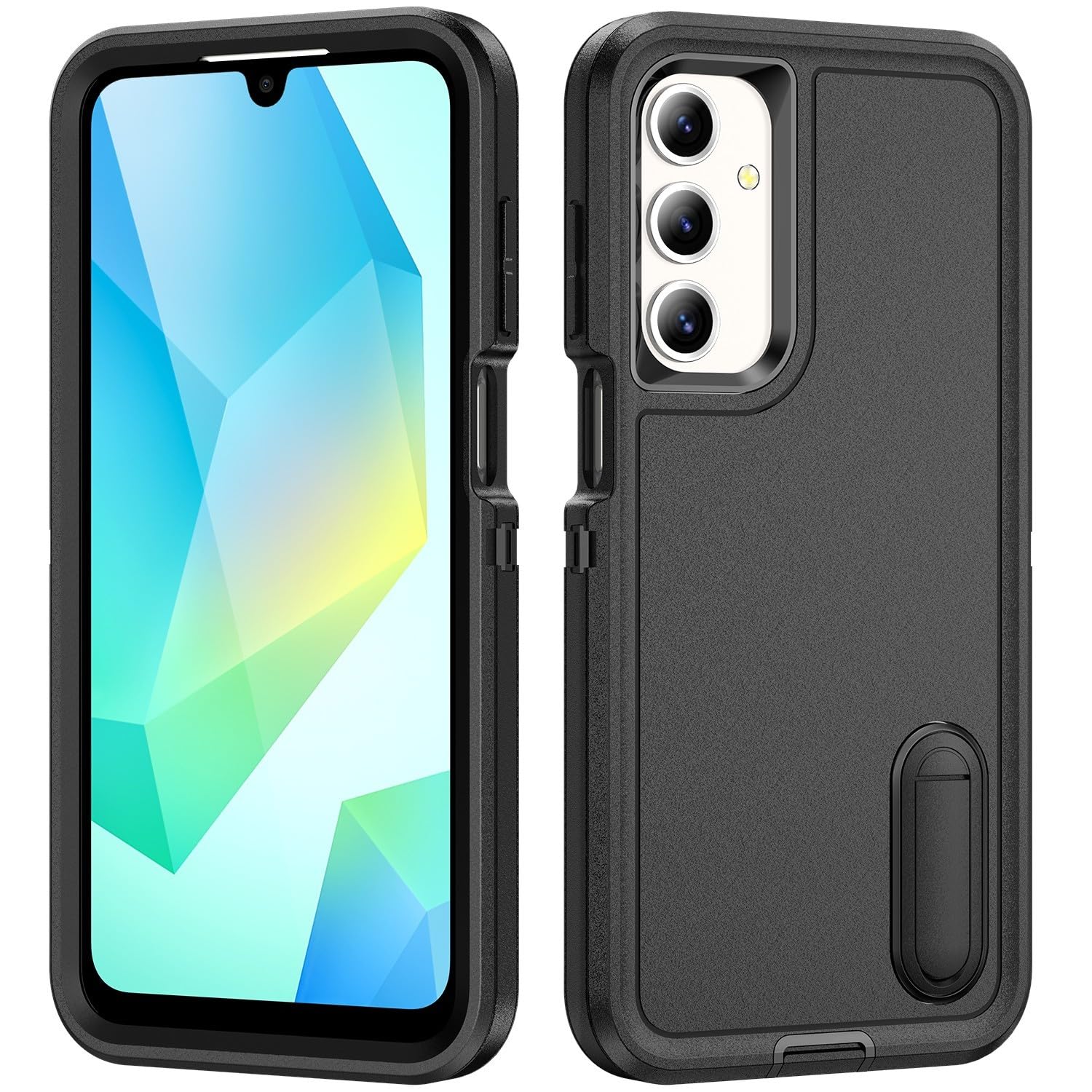 Coque Samsung S26 Edge triple couche antichoc avec dos rigide en silicone noir