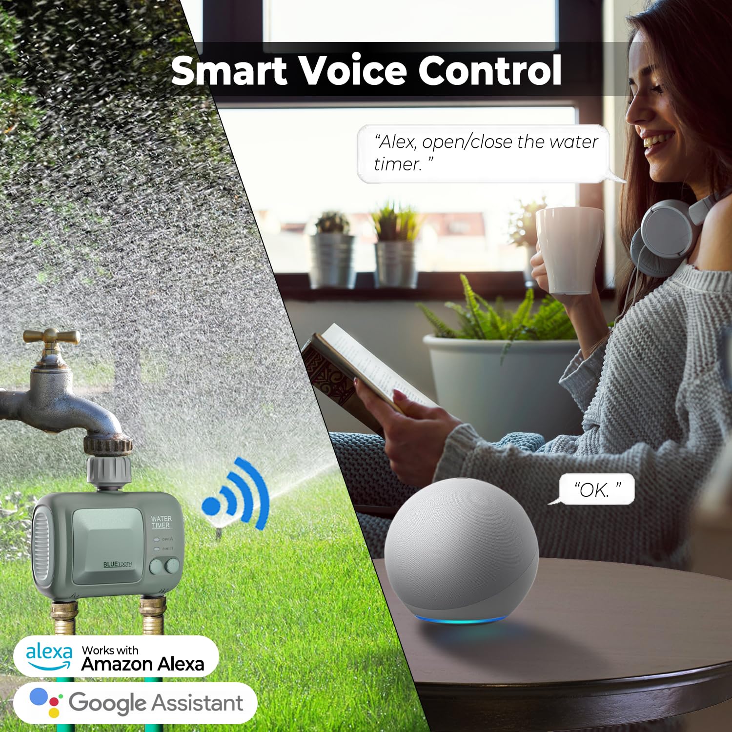 Programmateur Arrosage WiFi 2 Voies, Johgee arrosage Automatique pour Jardin, Arrosage Intelligent avec Contrôle APP et La Météo Connecté, minuterie d'irrigation programmable et Arrosage à Distance