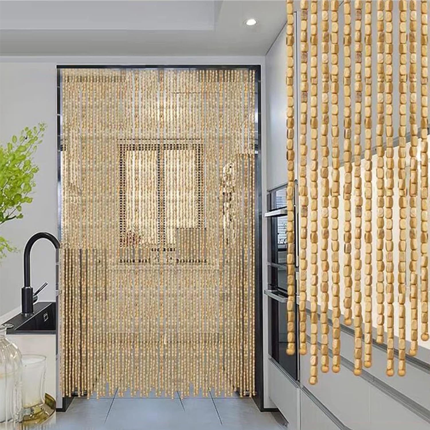 LRYELWA Bead String Curtains Door Curtain Bamboo Beaded Curtain for Doorways Window Hanging Decorations Room Divider Door Curtain,Customizable,Width x Height (101 Strands 100cm x 200cm)